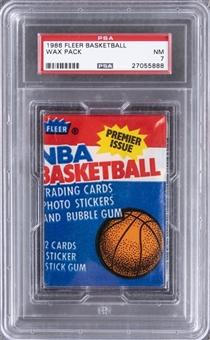 1986/87 Fleer Basketball Wax Pack - Featuring Magic Johnson - PSA NM 7
